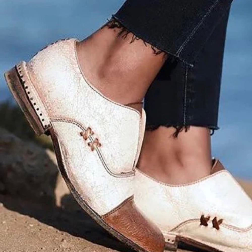 Bed Stu Rose Leather Slip On Two Tone Shoes Distressed Handcrafted Sz 9